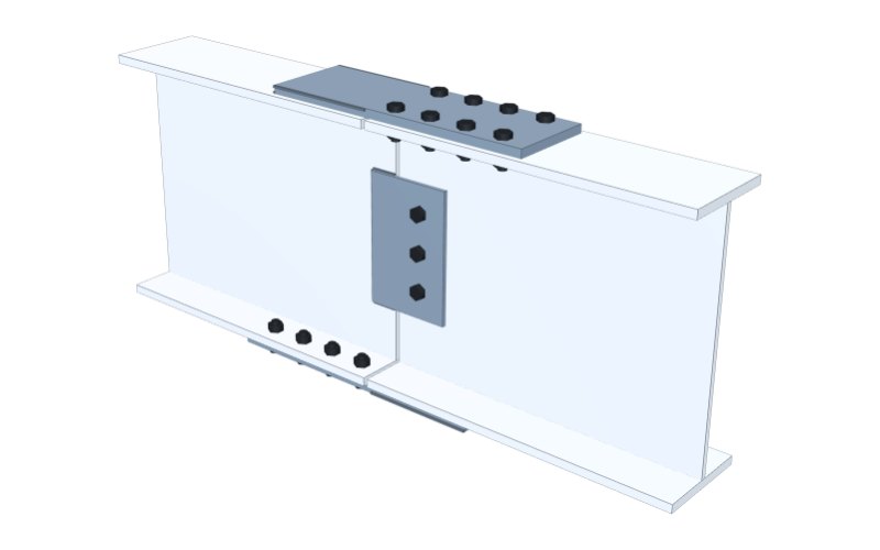 Bolted Welded Beam Splice - 3D view