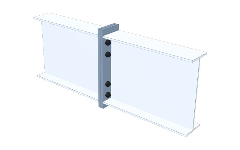 Flush End Plate Splice - 3D view