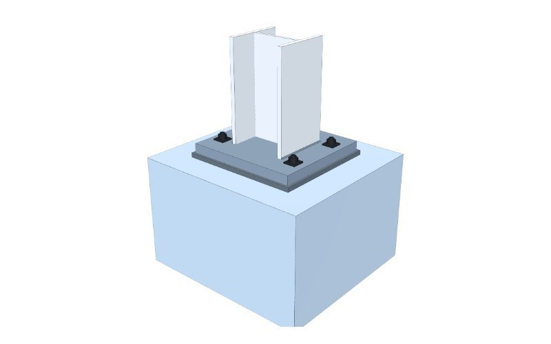 Moment (fixed) base plate - 3D view